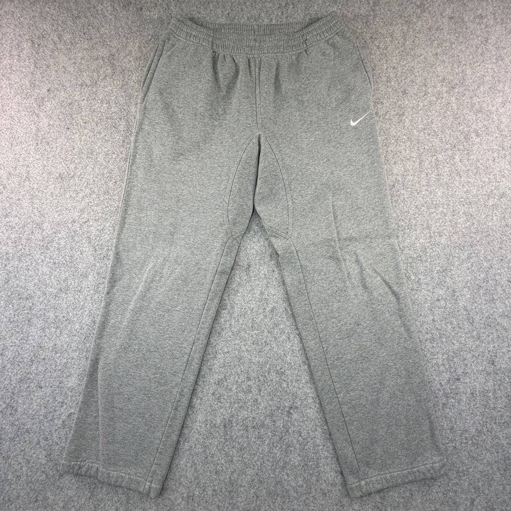 Nike Mens Fleece Sweatpants Heather Gray Embroidered Swoosh Joggers Size XL